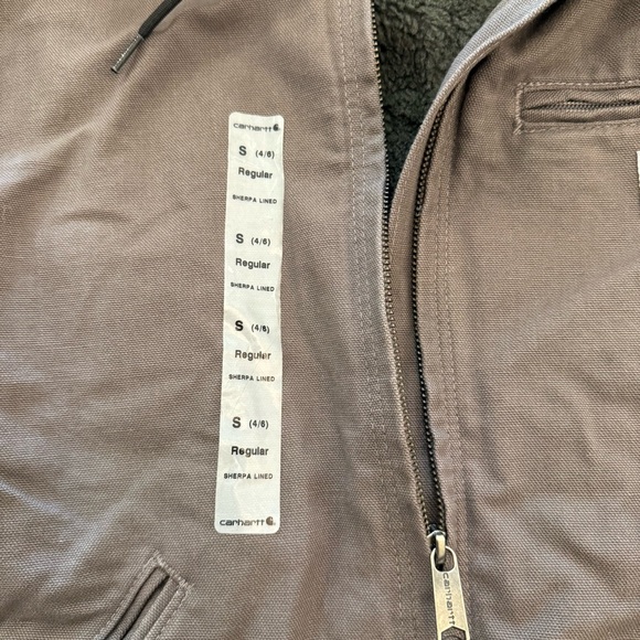 Carhartt Womens Washed Duck Sherpa Lined Jacket, Small, Grey model # 104292-032 - Picture 8 of 12
